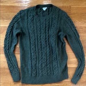 Cable Knit Crewneck Sweater - Dark Green